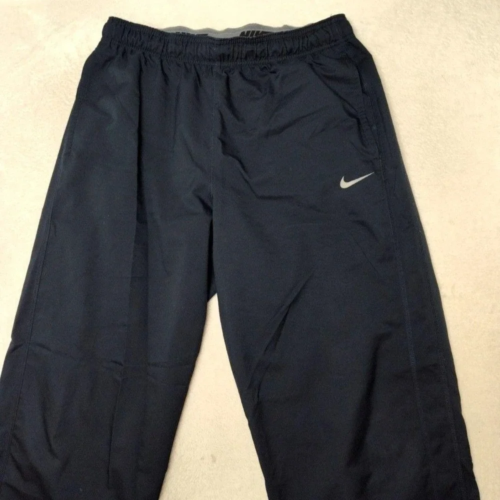 Nike‎ Track Pants Mens L Blue Woven Workout Lightweight Running Training 377788